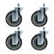 Bk Resources 5-inch Threaded Stem Casters, Polyurethane Wheels, Top Lock Brake, 300lb Capacity, 4PK 5SBR-5ST-PLY-PS4 - alternate 3